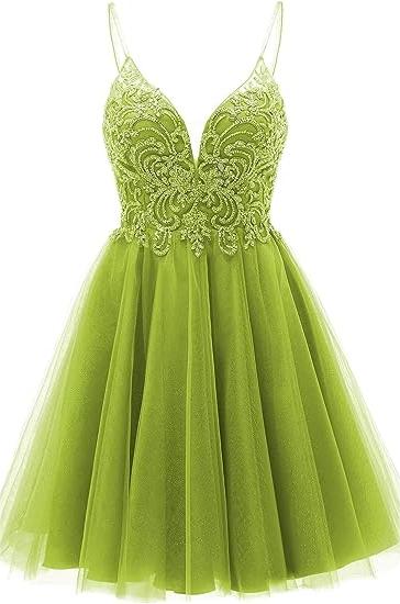 Olive Green Short Prom Dress