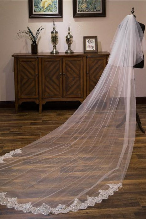 Cathedral Veil with Lace Trim