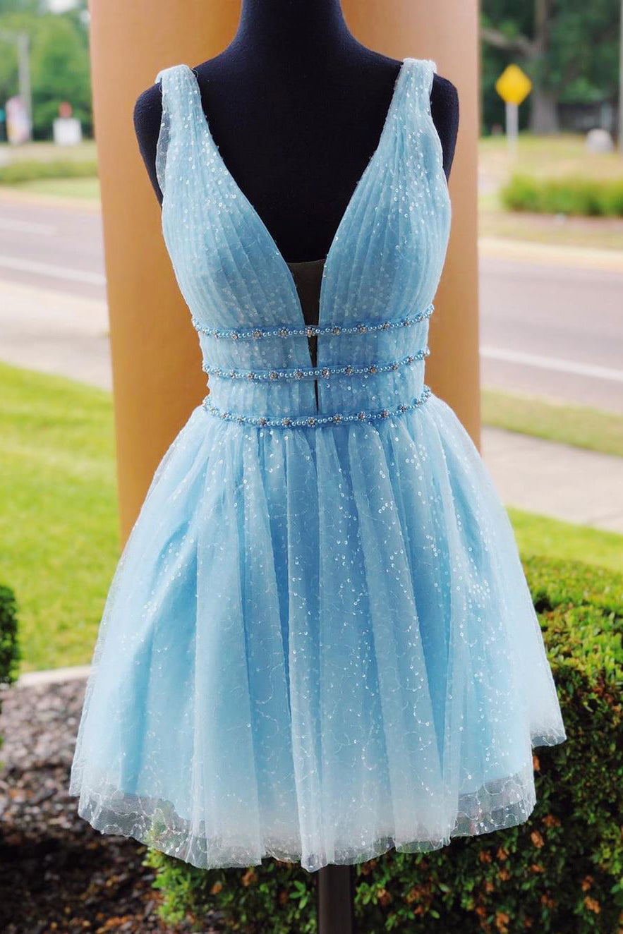 Pale blue homecoming dress hotsell