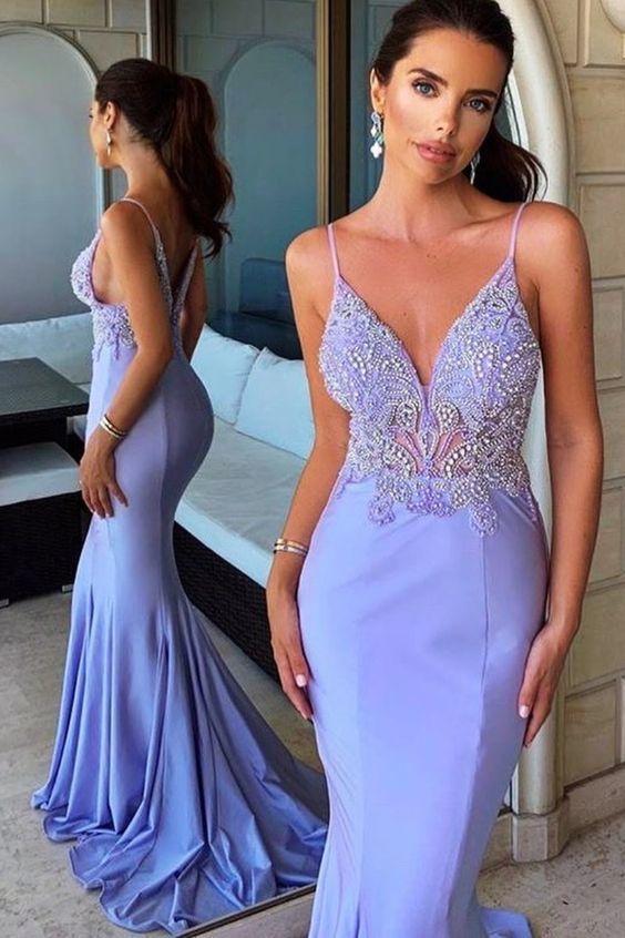 lavender mermaid prom dress