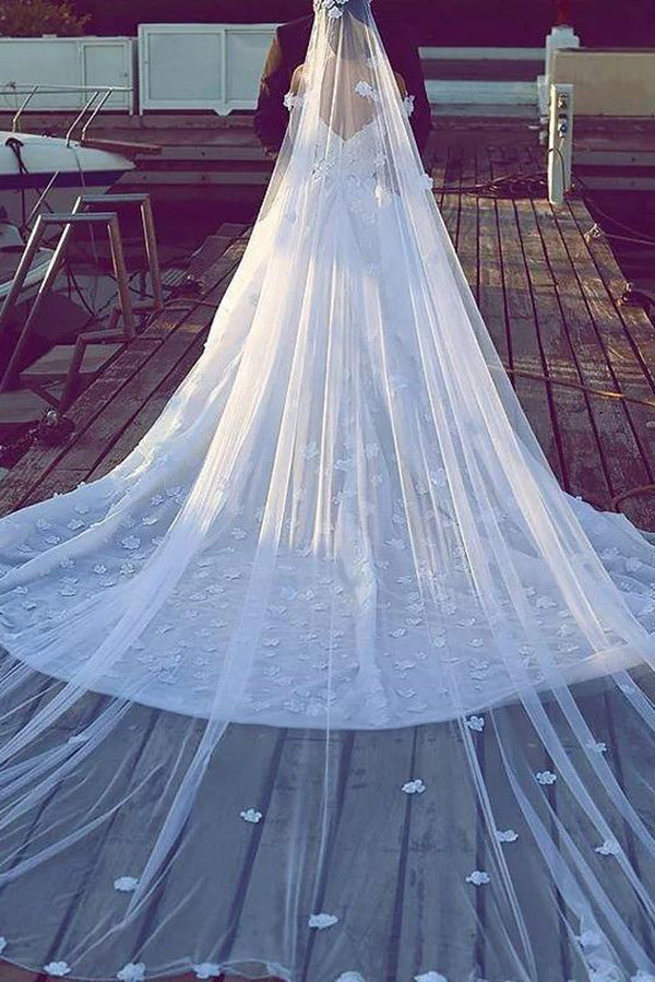 Wedding veil long clearance train