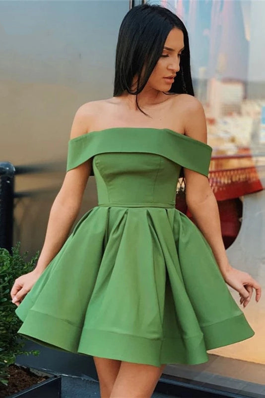 Olive Green Short Prom Dress