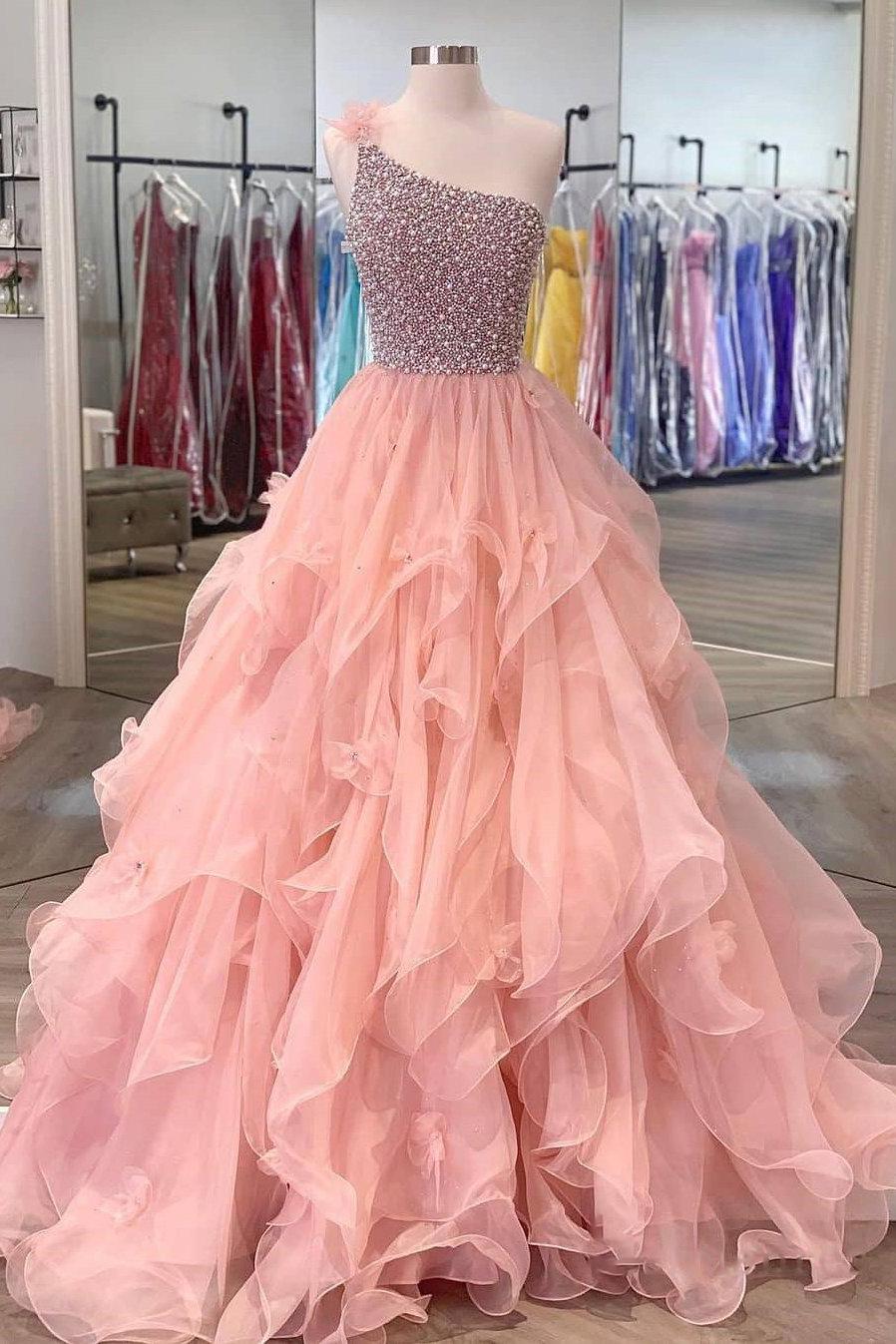 peach colored prom dresses