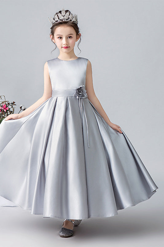 White and silver flower clearance girl dresses