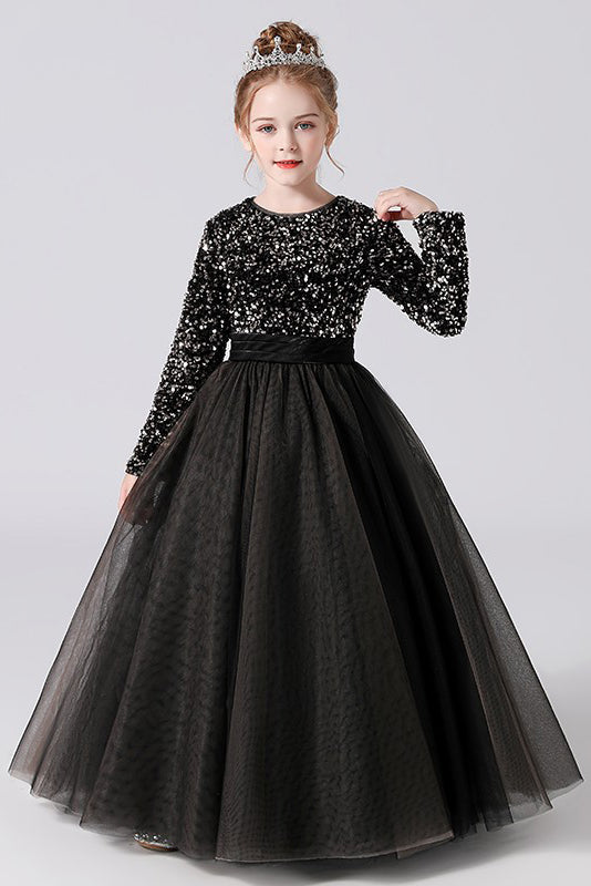 Black tulle on sale flower girl dress