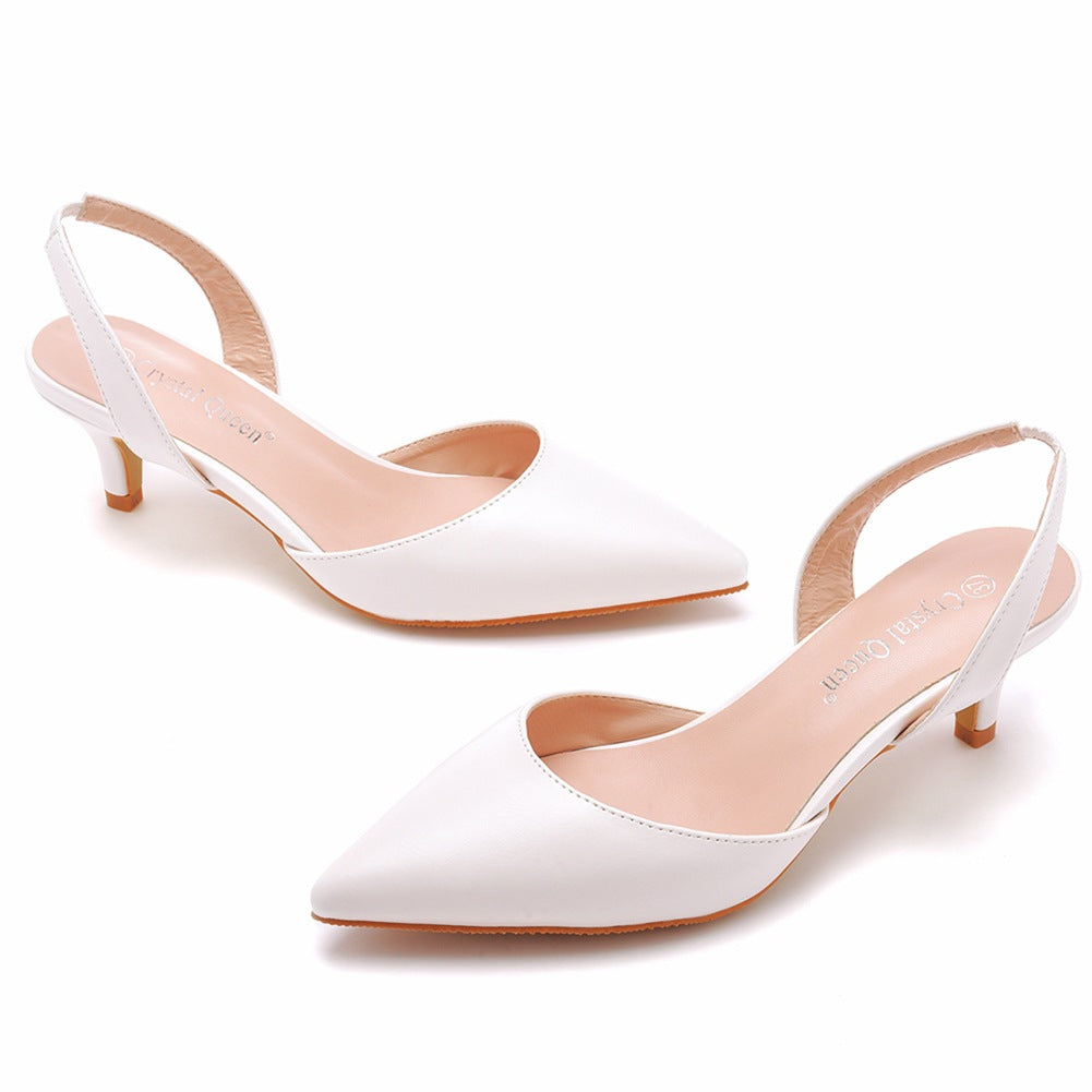 Brief Pointed Toe Heels Slingback Kitten Heels