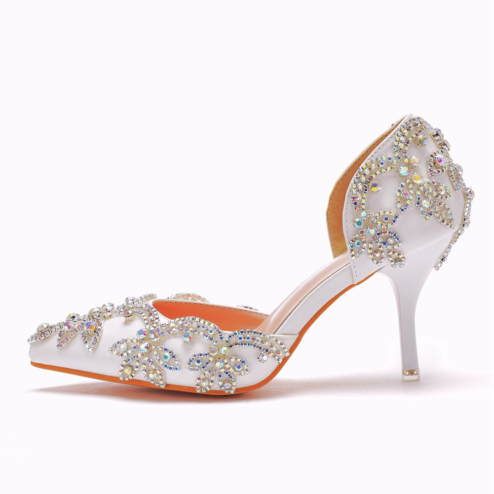 Woman's Wedding Shoes Pointed Toe Rhinestone Stiletto