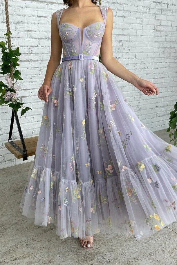 Ankle Length Tulle Prom Dresses