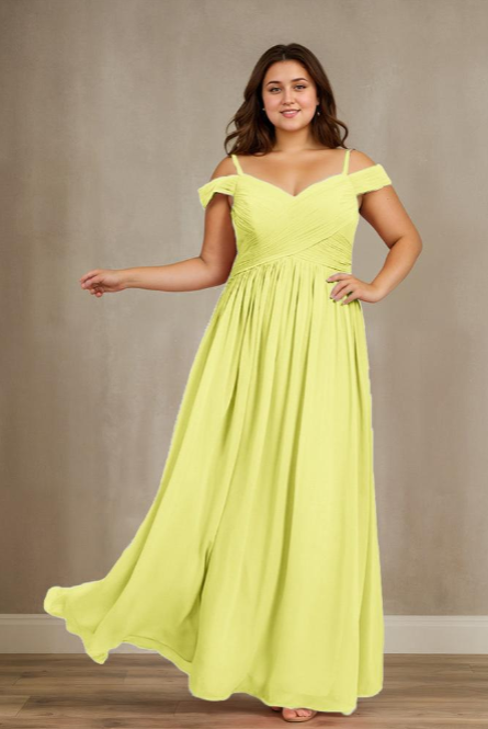 Off The Shoulder Chiffon A-line Plus Size Bridesmaid Dress