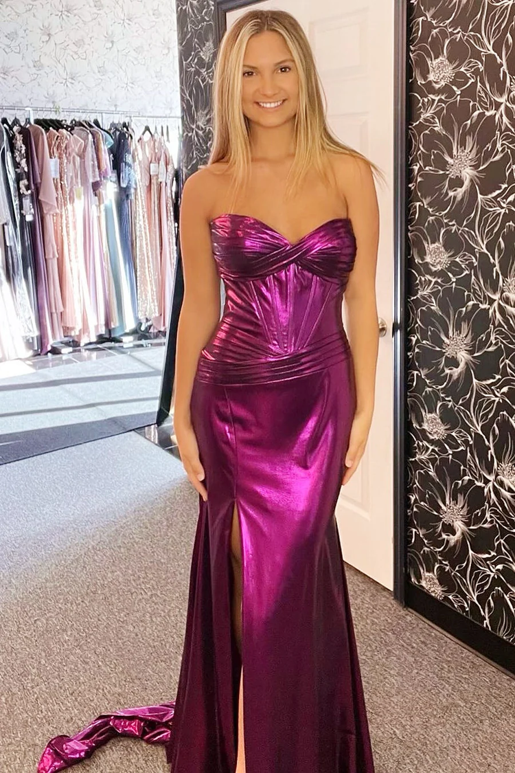 Charming Sweetheart Off The Shoulder Long Prom Dress with High Slit