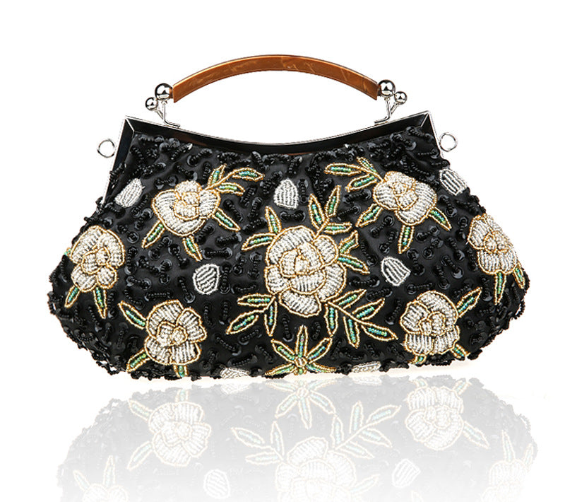 Vintage Flower Embroidery Sequins Handbag