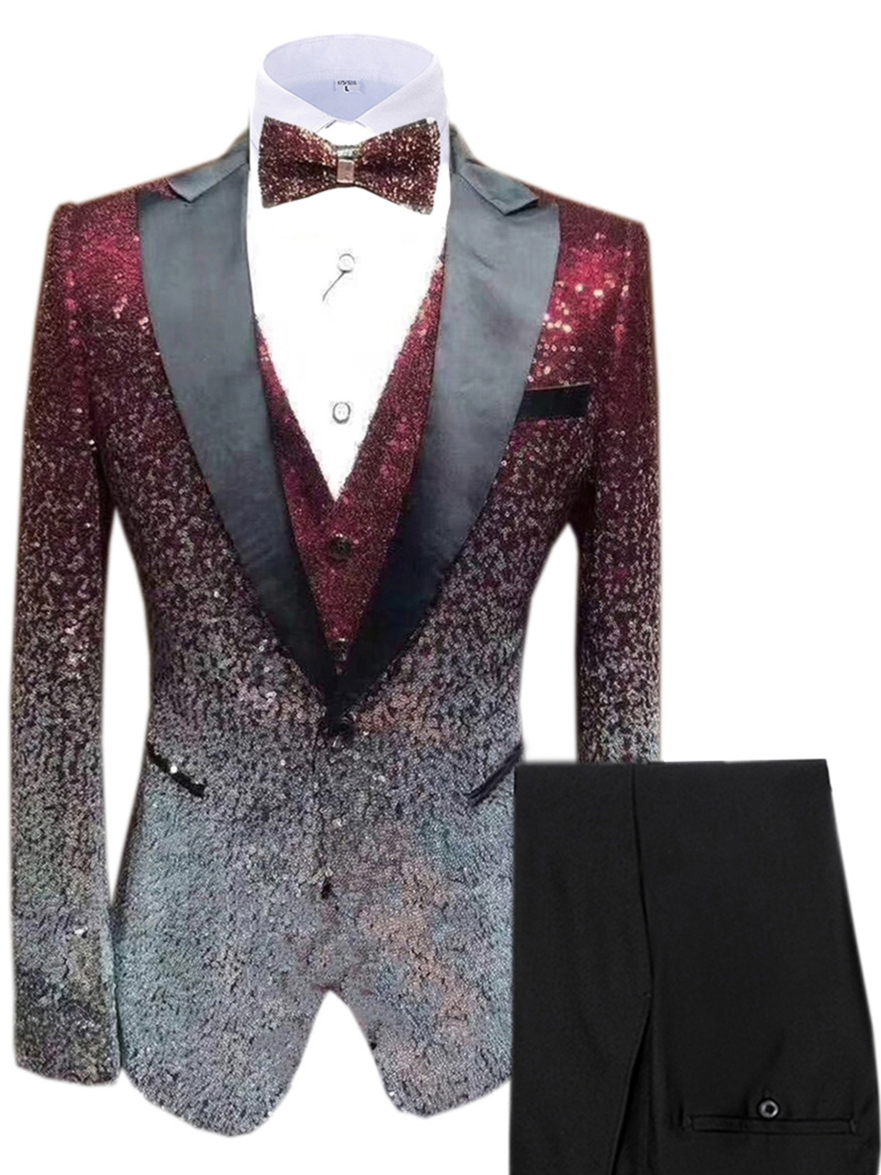 Sequins 3 Pieces Men's Suits Wedding Suit Set