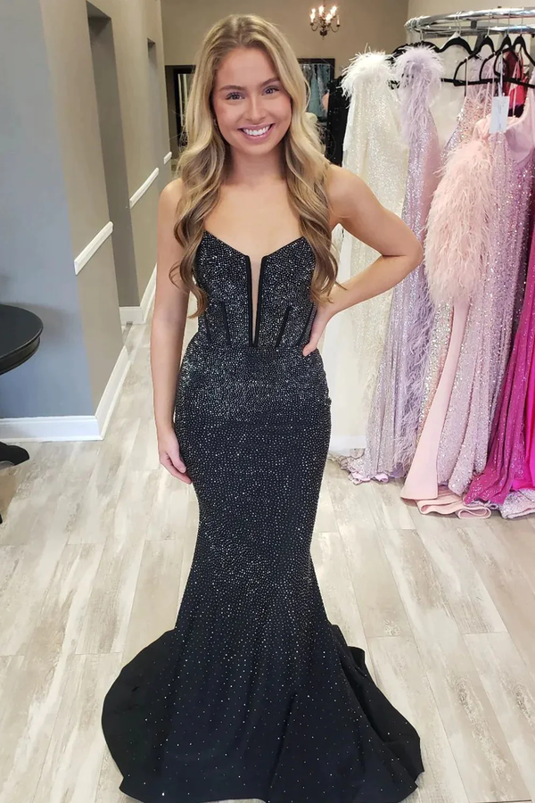 Stunning Mermaid Evening Gown Sequins Long Prom Dresses