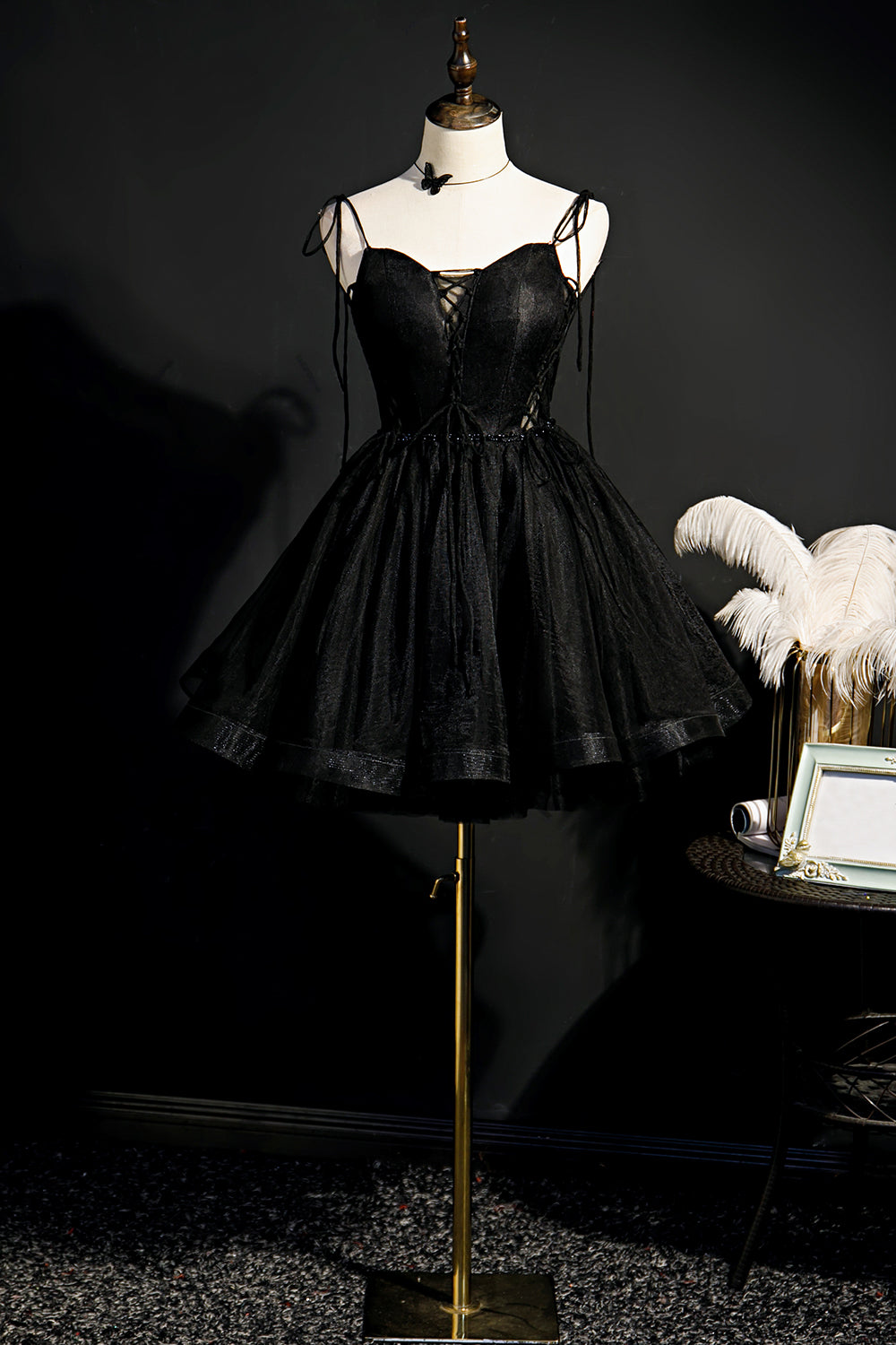 Black spaghetti strap homecoming dress online