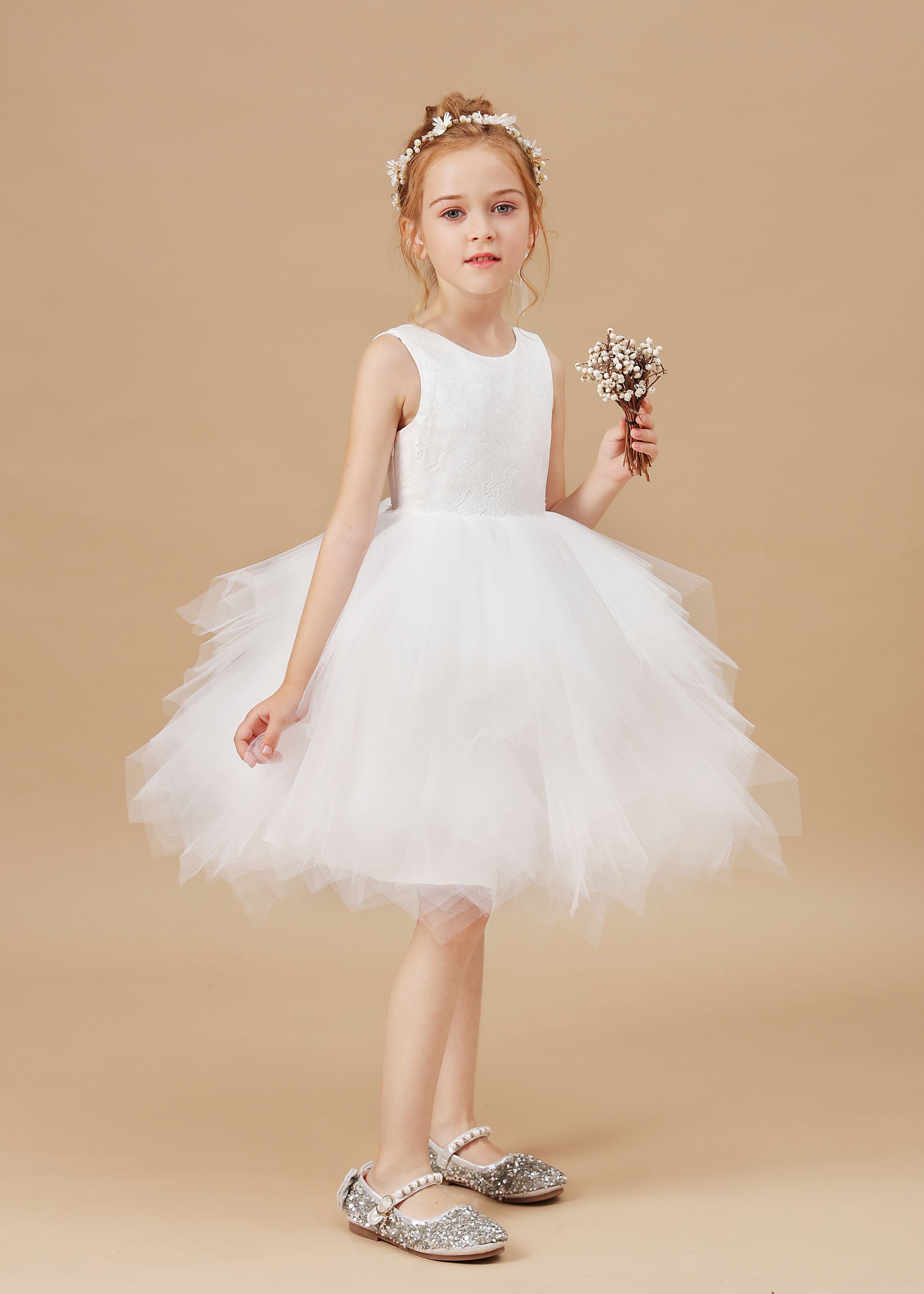 Chic Sleeveless Lace Tulle Flower Girl Dresses