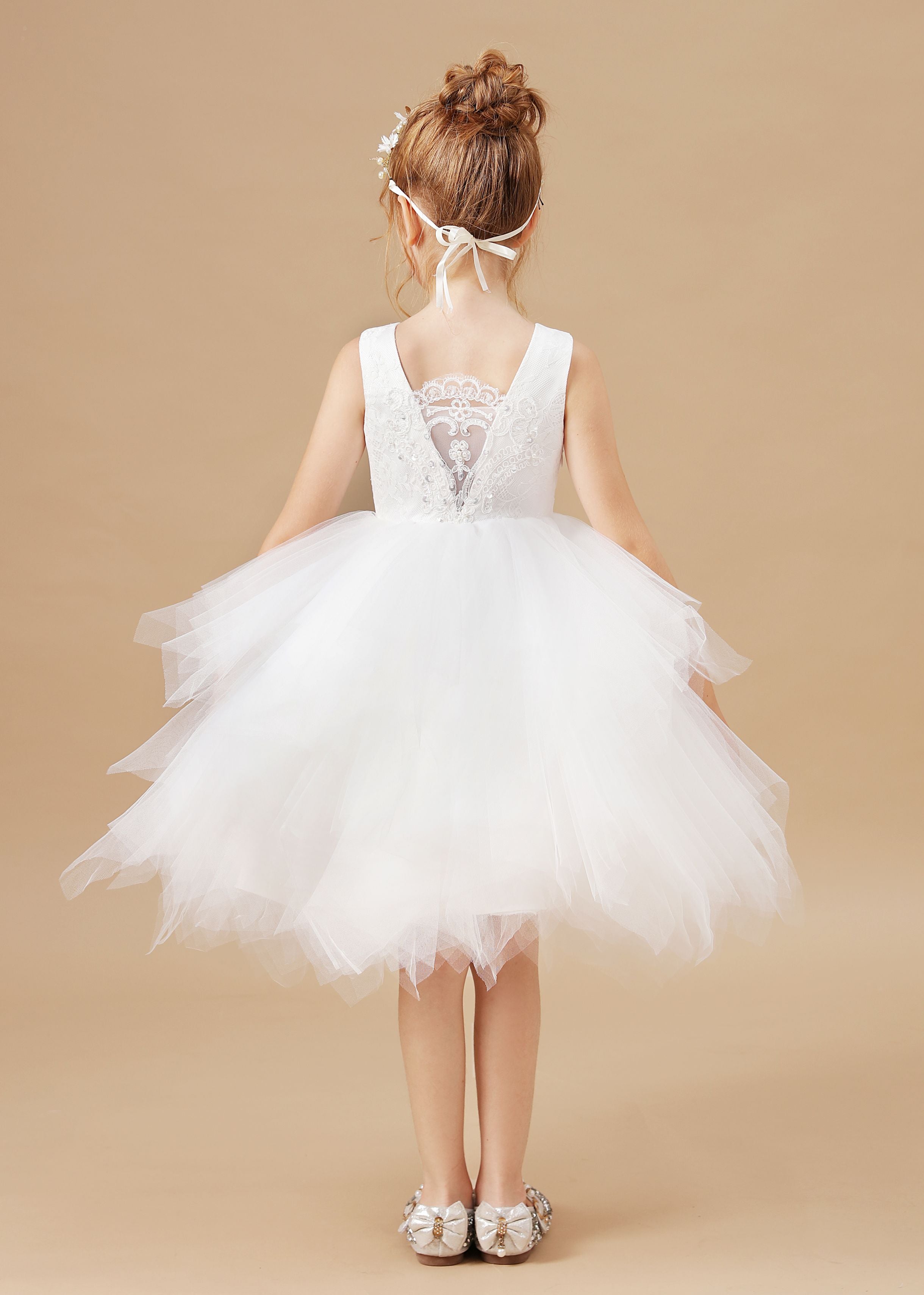 Chic Sleeveless Lace Tulle Flower Girl Dresses