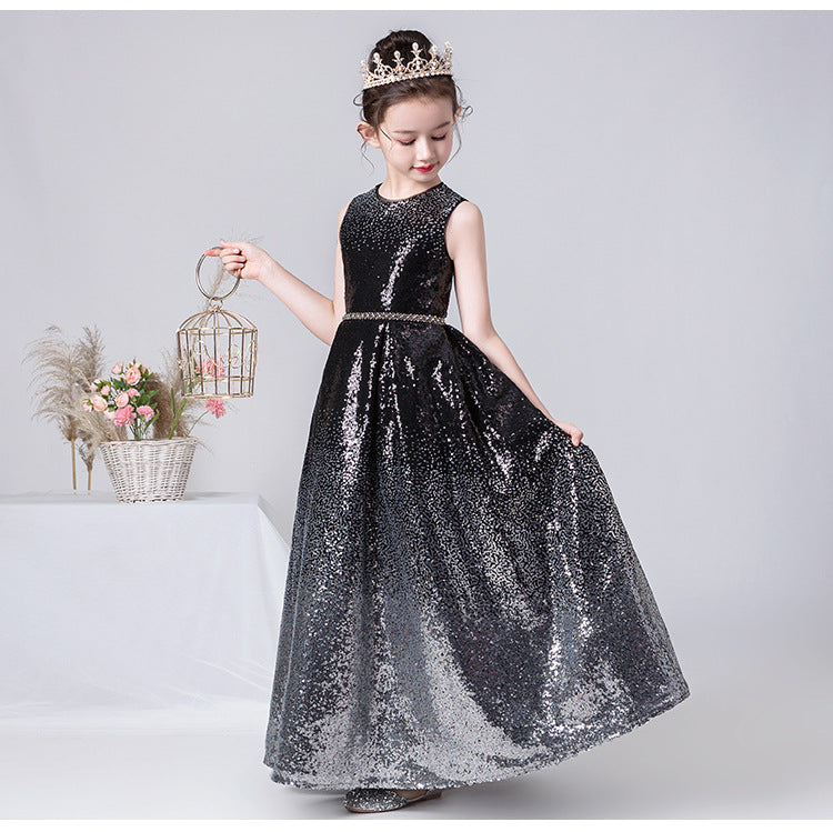 Sparkly A Line Black Sleeveless Sequins Flower Girl Dresses