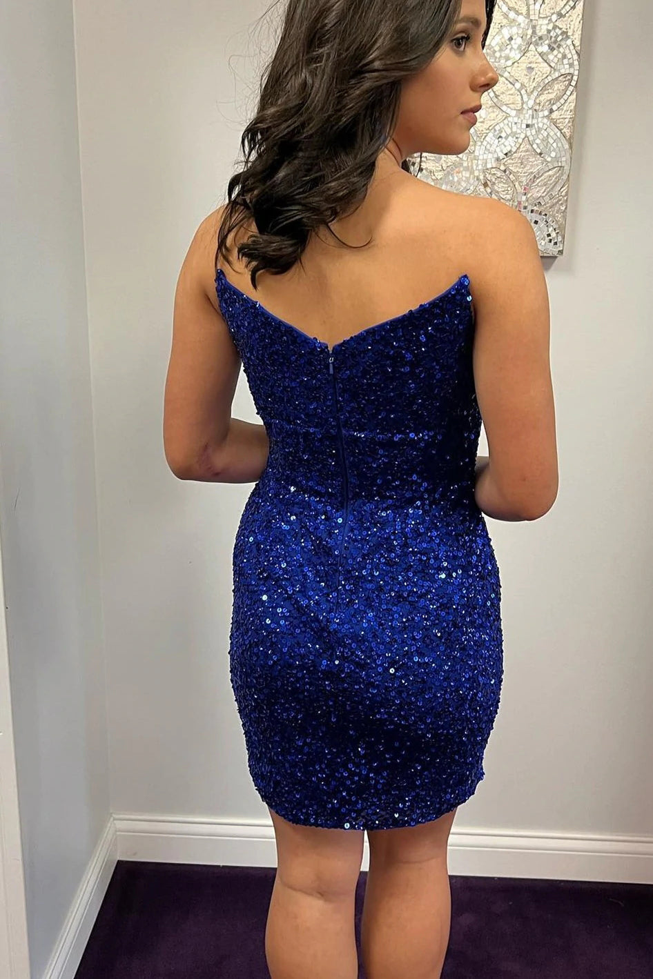 Blue strapless homecoming dress on sale