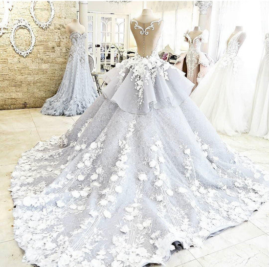 Luxury A Line Sleeveless Ball Gown Princess Wedding Dress with Flower ...