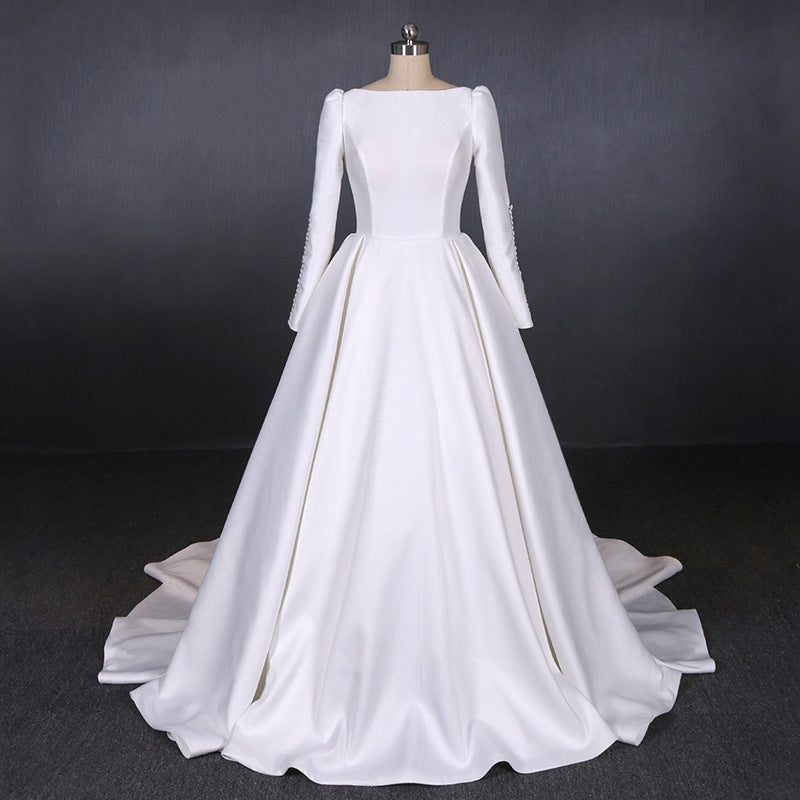 Vintage Backless White Wedding Dresses With Sleeves Elegant Wedding Gowns