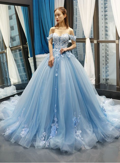 Ball gown blue dress best sale