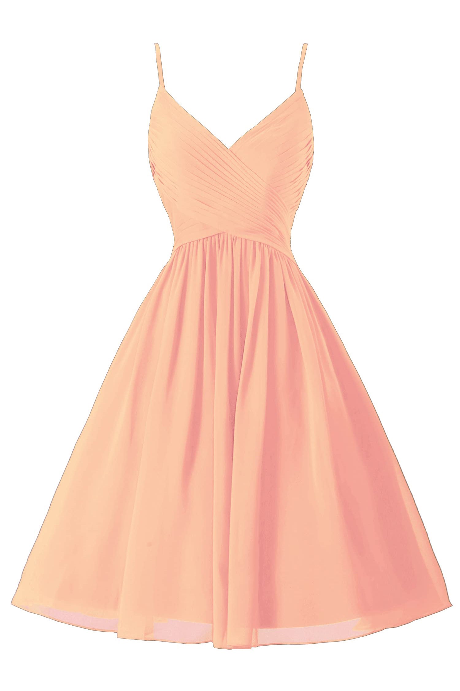 Spaghetti Straps Sleeveless A Line Chiffon Short Prom Dresses With Pockets