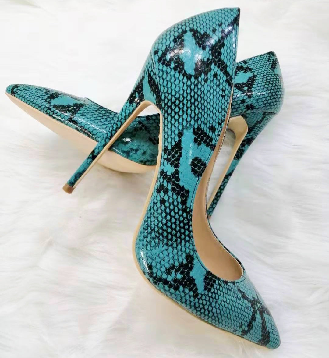 Blue snakeskin heels best sale